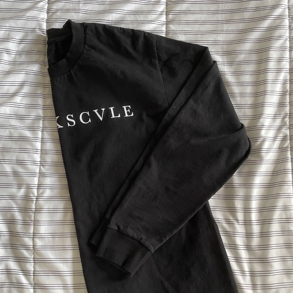 MEN'S  TEE LONG SLEEVE BLACK COTTON SIZE L - Picture 2 of 7